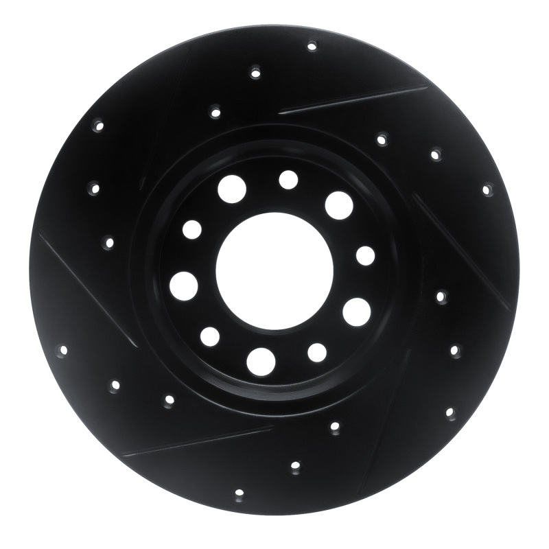 Alfa Romeo Tonale Brake Rotor (1) - Rear Right - R1 Concepts - Drilled & Slotted - Black - `15-`25